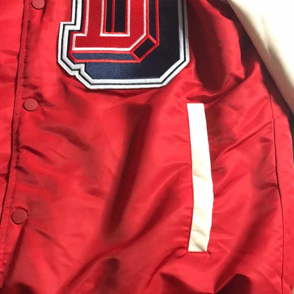 Zara red and white varsity jacket all about technique size large - Picture 8 of 16